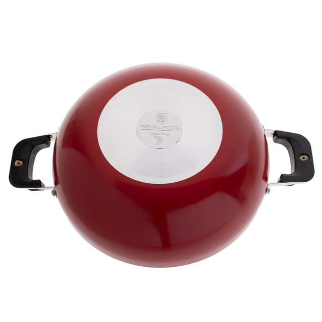 Royalford Gourmet Non-Stick Wok & Lid 28cm, Frying Pan Set, Black-Coated Aluminum Saucepan Cookware