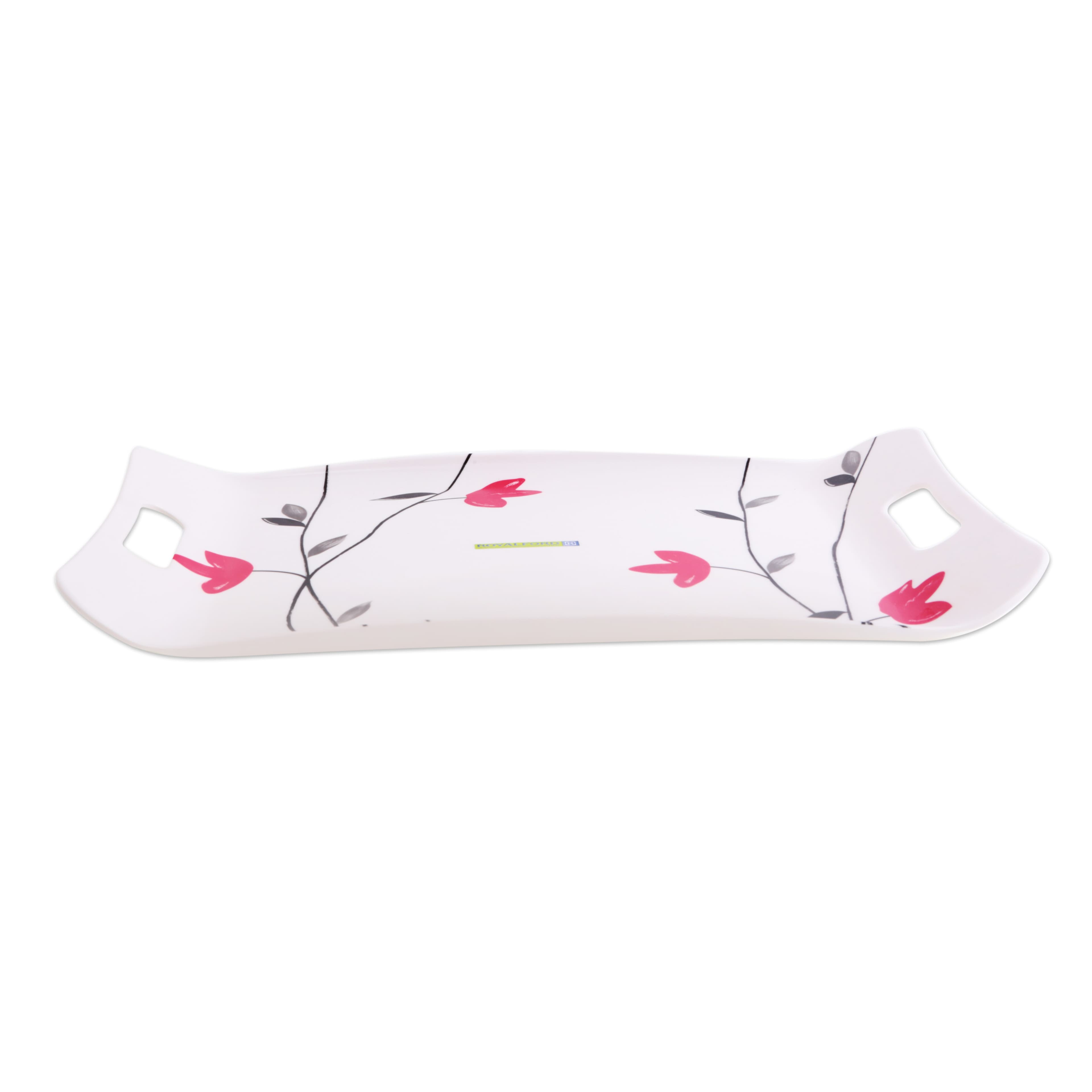 Royalford Melamine Floral Mate Tray - Highly Durable With Comfortable Handle,Serving Tea Coffee