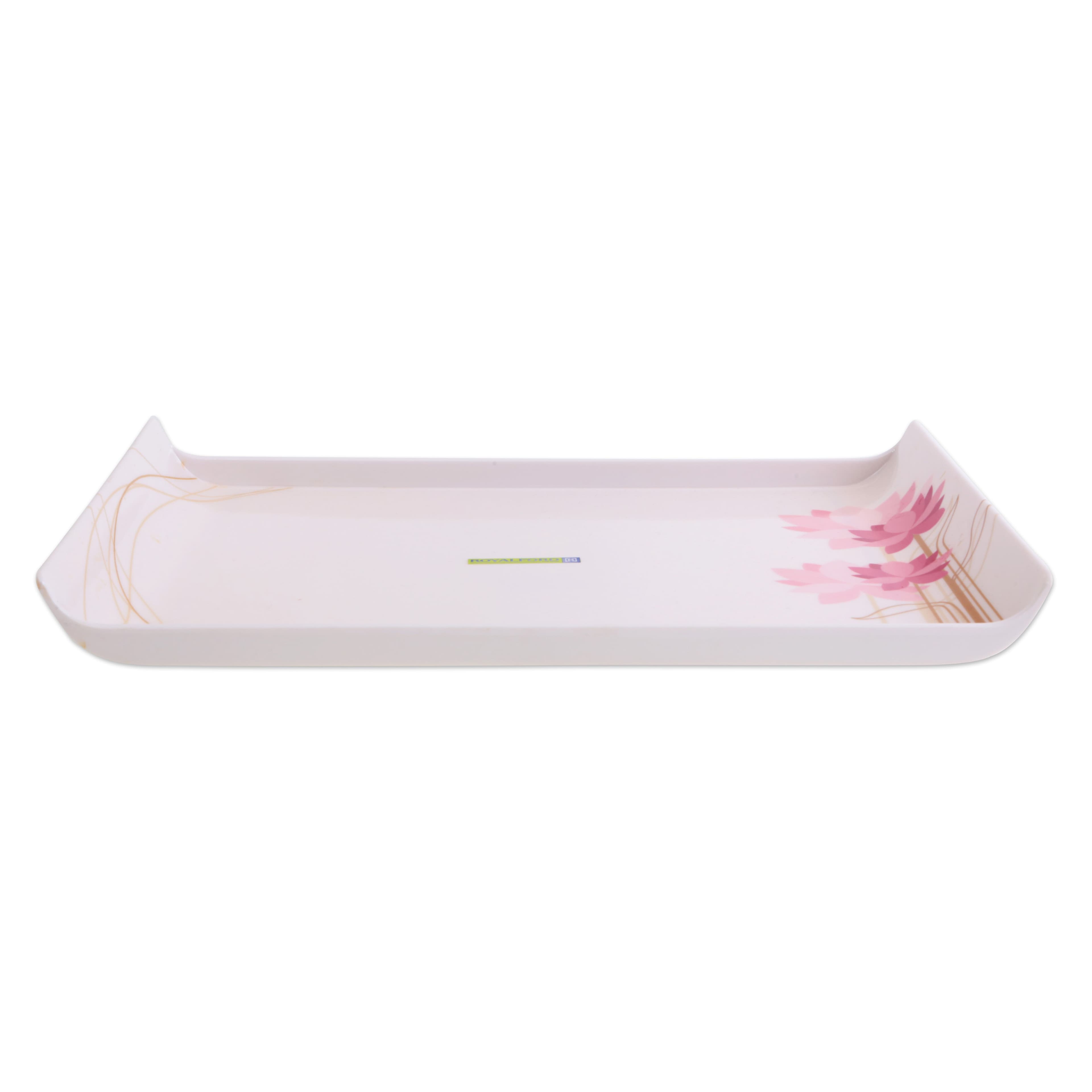 Royalford Melamine Boat Serving Tray With Wide Handles (22.9X16.0X1.3Cm) - Lightweight Tough Material