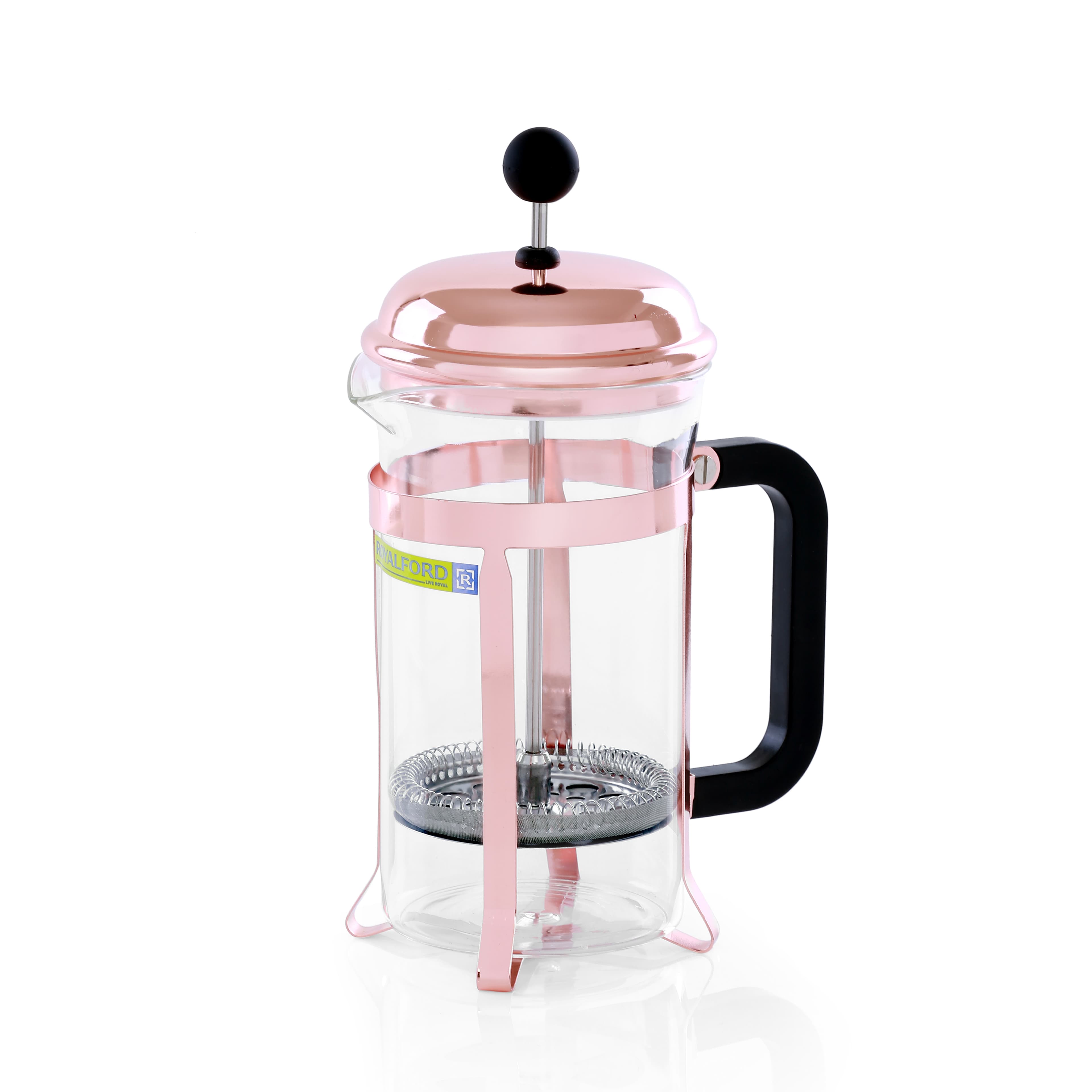 Royalford 600Ml Glass French Press - Stainless Steel Plunger Lightweight With High Grip Handle