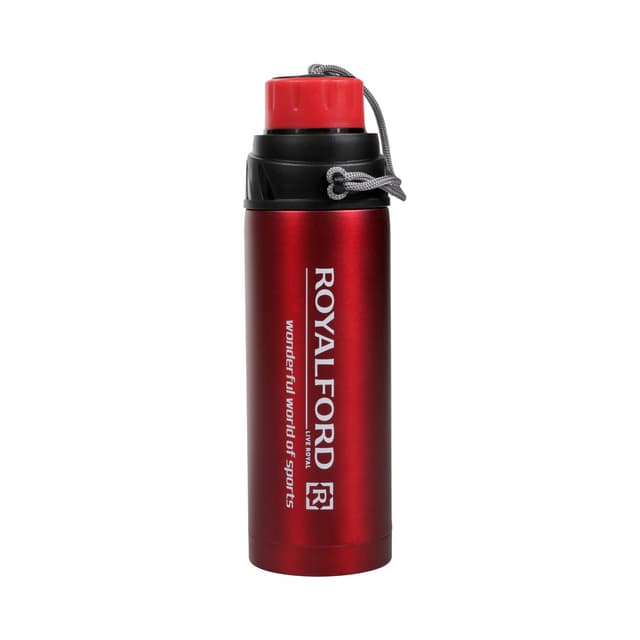 Royalford Stainless Steel 800Ml Sports Bottle - Reusable Water Bottle Wide Mouth With Hanging Clip