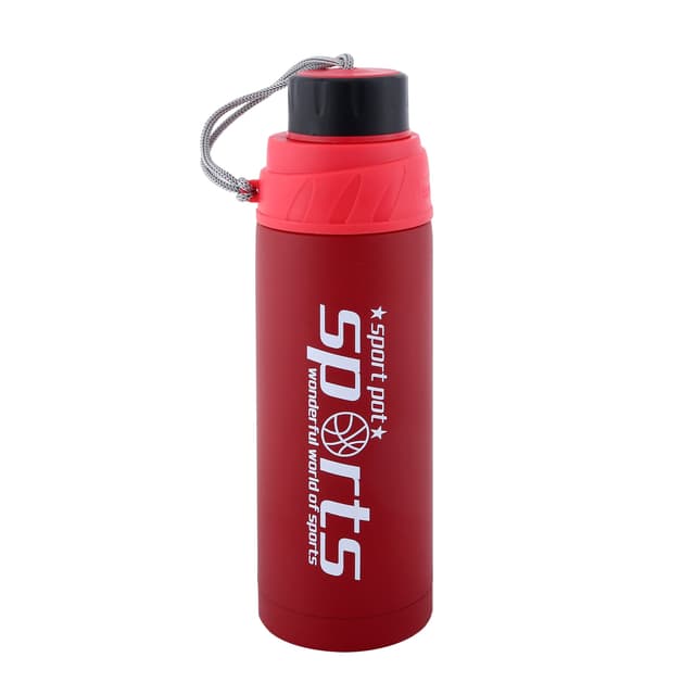 Royalford Stainless Steel 800Ml Sports Bottle - Reusable Water Bottle Wide Mouth With Hanging Clip