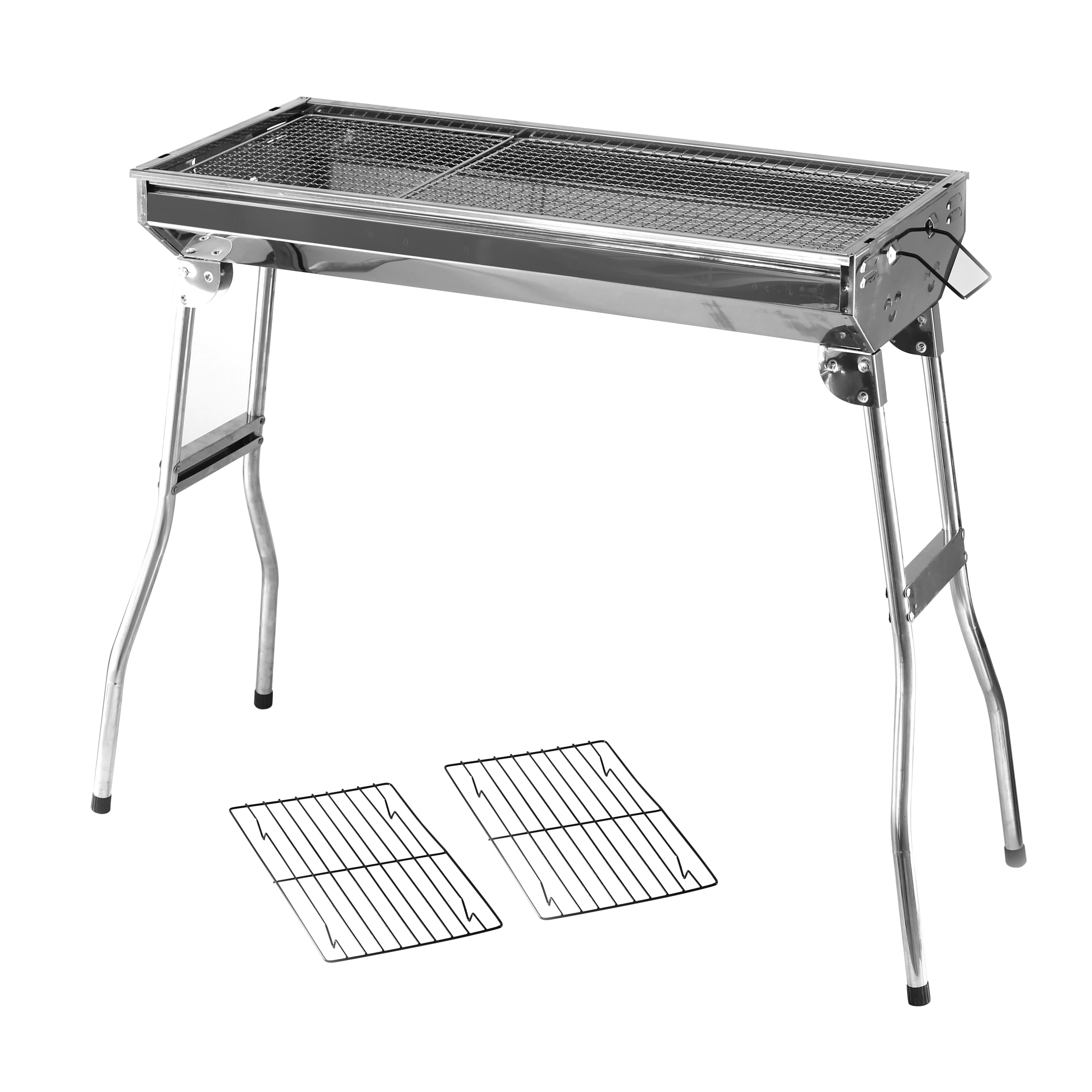 Royalford Bbq Grill73*33*69Cm - Stainless Steel Barbecue Grill Smoker Charcoal Bbq,Folding Portable