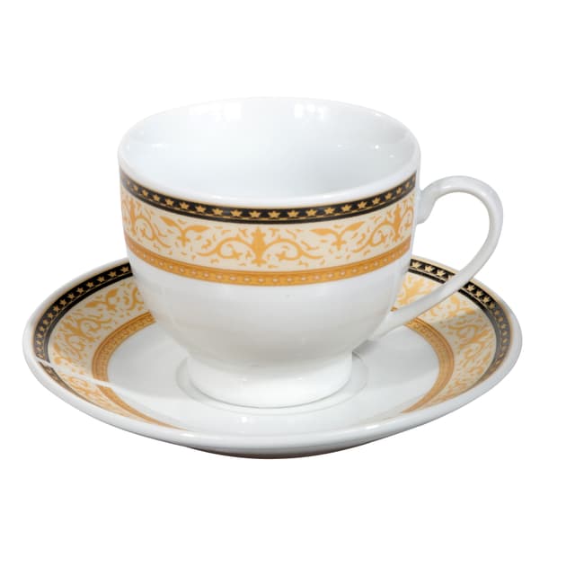 طقم فناجين قهوة 12 قطعة مع قواعد للفناجين  Royalford 180Ml Porcelain Cup & Saucer Set