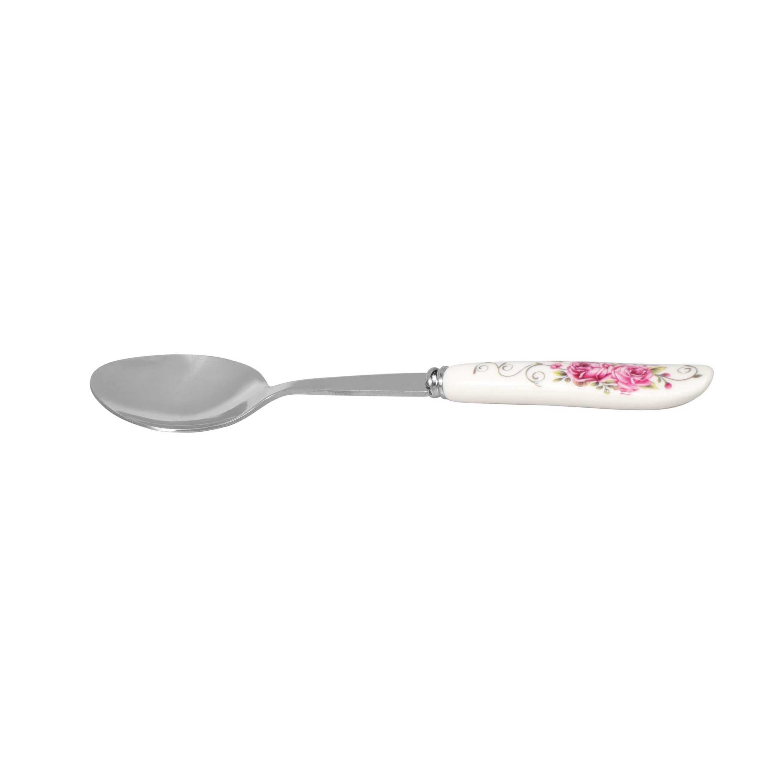 Delcasa 6Pcs Stainless Steel Tea Spoon - Floral Handle Pattern Cutlery, Dishwasher Safe, Mirror