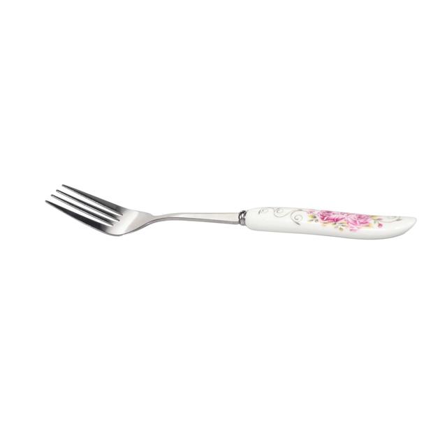 Delcasa Set Of 6 Stainless Steel Cake Fork - Floral Handle Pattern Cutlery - Ideal While Eating - SW1hZ2U6NDI0NDcx