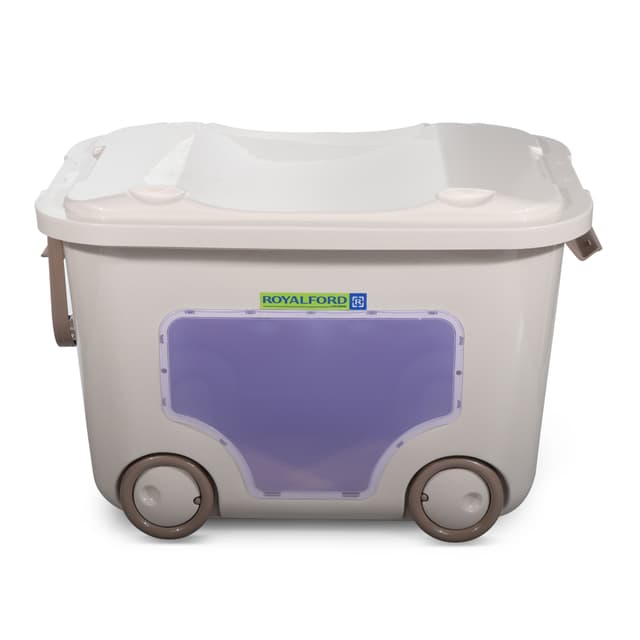 سلة ملابس بغطاء ومقابض ونافذة شفافة سهلة الحركة بالعجلات من رويال فوردRoyalford Medium See Through Storage Trolly, RF9304 | Laundry Hamper with Lid | Easy to Move with Wheels | Clear Window and Carry Handles, Great for Clothes, Blankets, Closets, Bedrooms and More