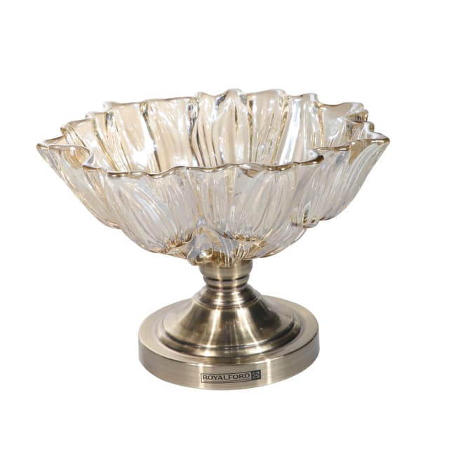 وعاء حلوى زجاجي مموج ذهبي | Royalford Glass Candy Stand - 297488