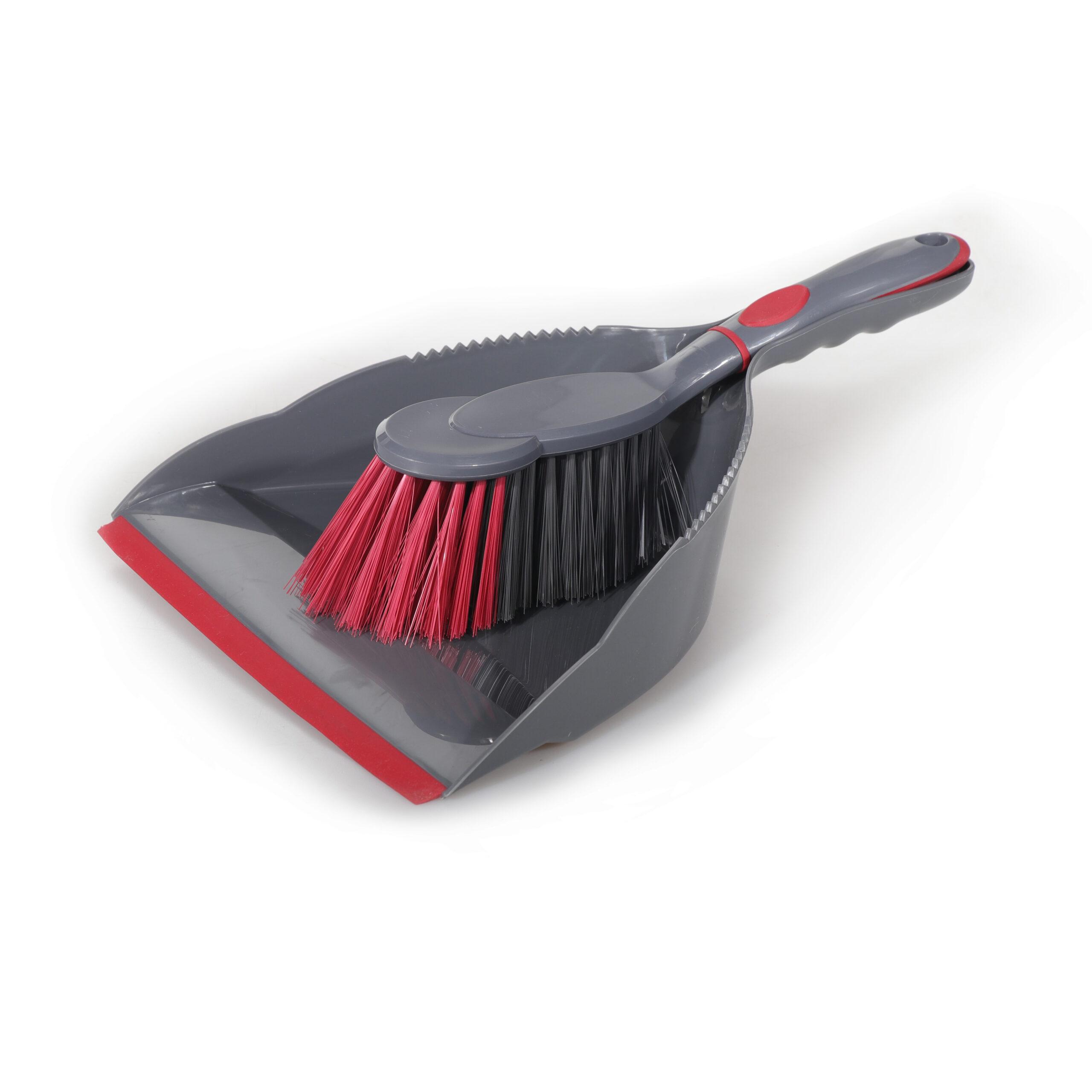 Delcasa Dust Pan & Brush Set - Hand Broom With Synthetic Stiff Bristles - Broom Set Having Frayed