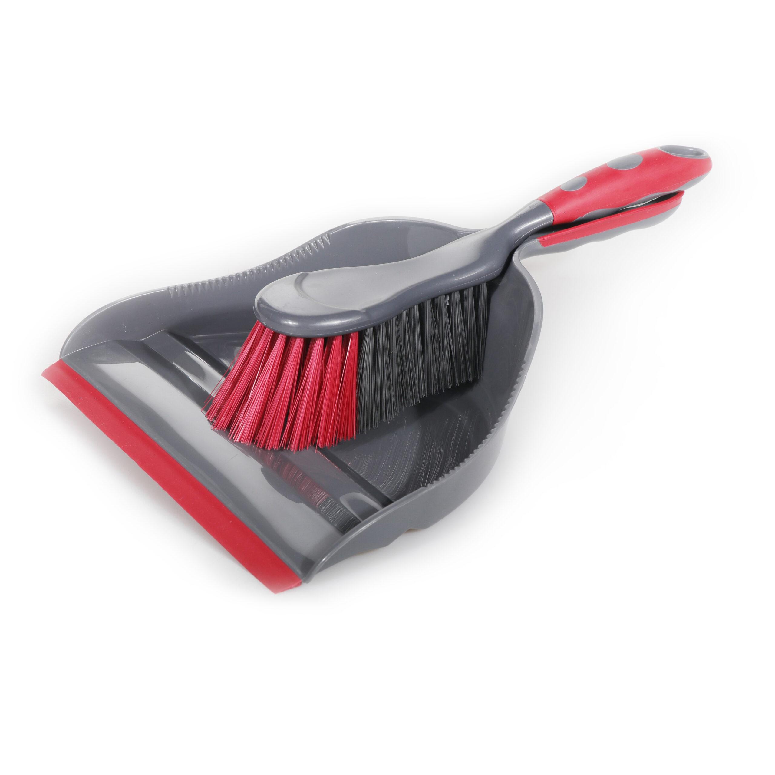 Delcasa Dust Pan & Brush Set - Hand Broom With Synthetic Stiff Bristles - Broom Set Having Frayed