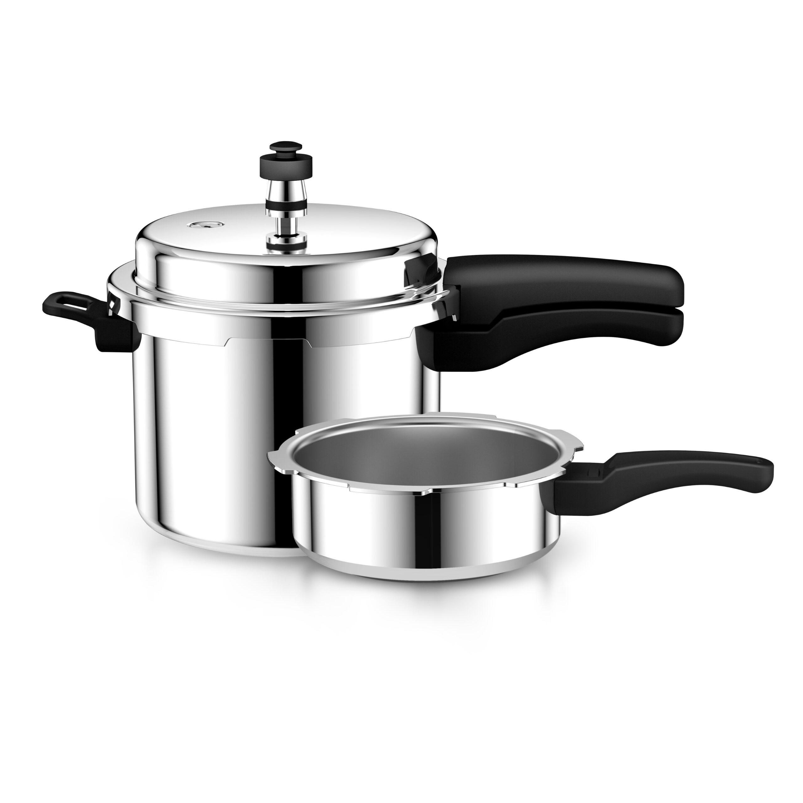 طقم طنجرة ضغط بسعة 5 و3 لتر Pressure Cooker Combo With Common Lid - Delcasa