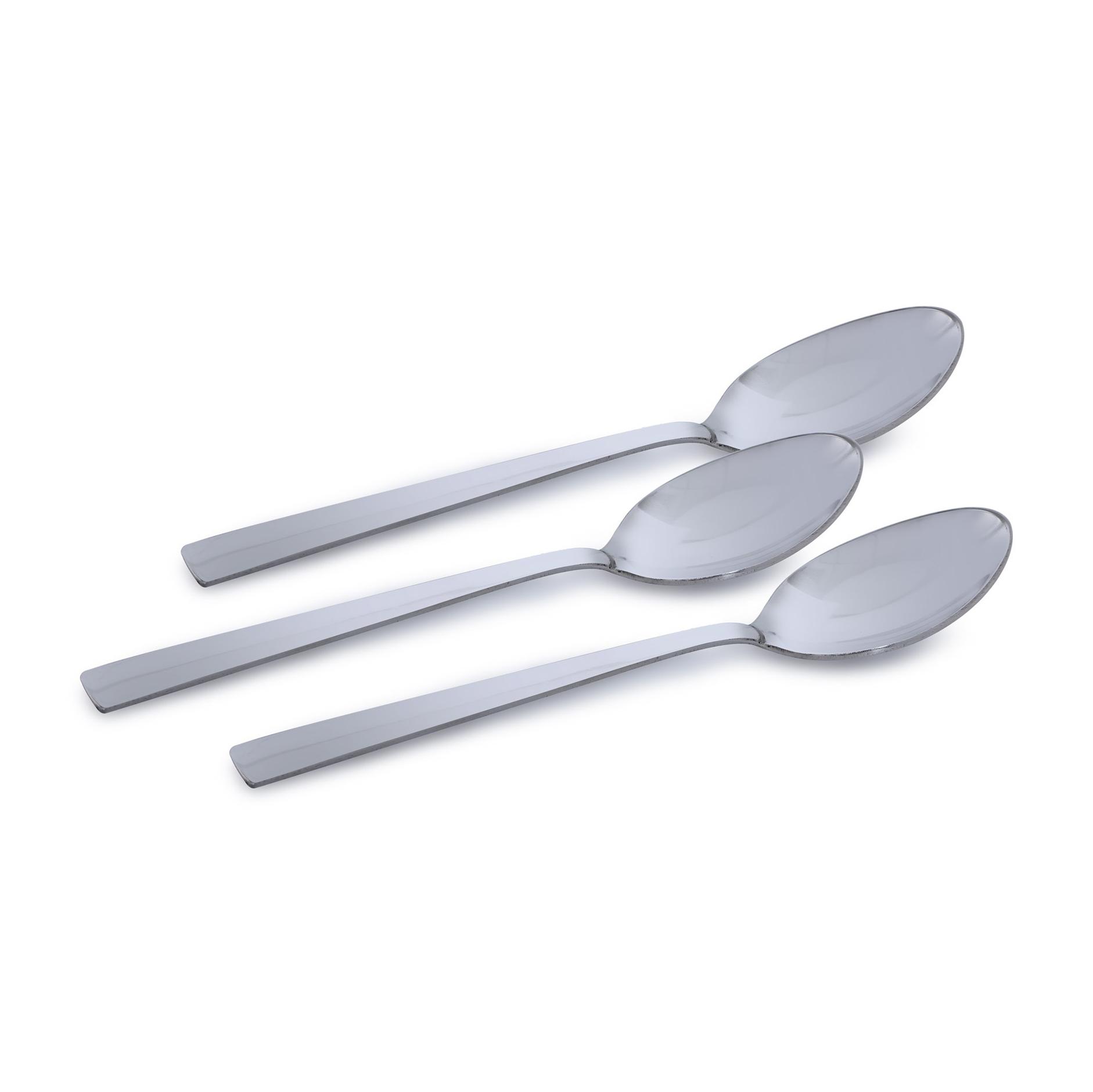 Delcasa 3Pcs Stainless Steel Coffee Spoon - Plain Pattern Cutlery, Dishwasher Safe, Mirror Polished