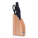 Royalford 5Pcs Kitchen Tool Set - Potable Block, Stainless Steel, Black, 3 Piece Knife, Kitchen - SW1hZ2U6NDAwMDYx