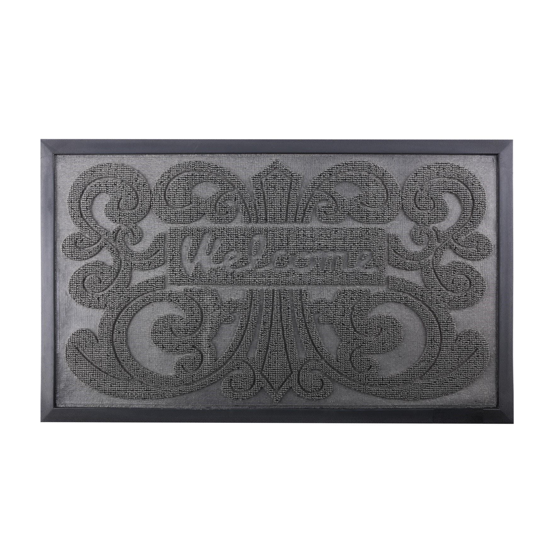 دعاسة باب مستطيلة مطاطية لون رمادي رويال فورد Royalford Rectangular Door Mat - 45 X 75Cm - Home, Shop Outdoor Rubber Mat None Slip Indoor Safety