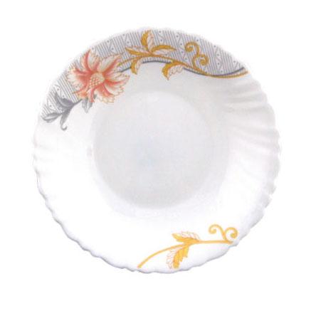 Royalford 7.5" Opal Ware Spin Soup Plate, Round Soup Plate, RF6095 | Soup Plate with Playful Classic Decoration | Ideal for Soup, Desserts, Ice Cream & More (White, Dream Rose) - SW1hZ2U6Mzg5OTg2