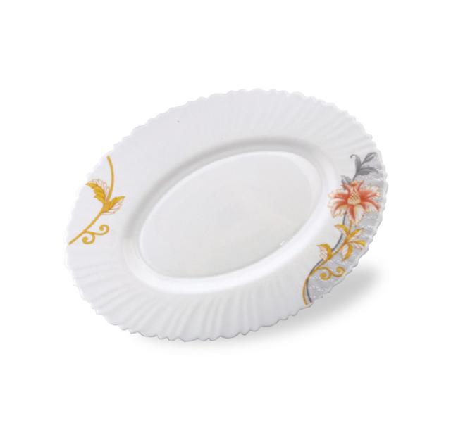 Royalford 14" Opal Ware Dream Rose Oval Plate - Pasta Plates