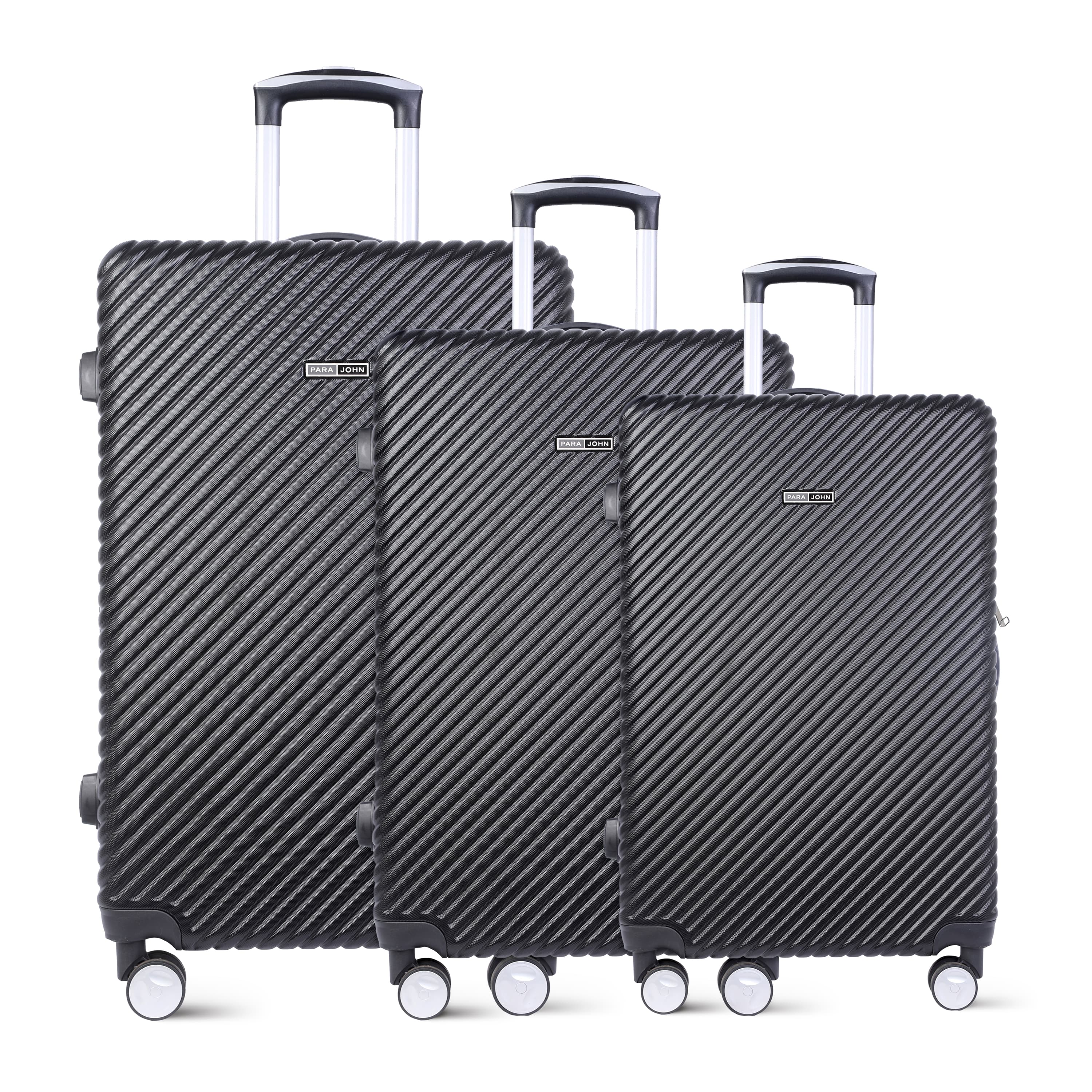 طقم حقائب سفر 3 حقائب مادة ABS بعجلات دوارة (20 ، 24 ، 28) بوصة أسود PARA JOHN - Abs Hard Trolley Luggage Set, Black