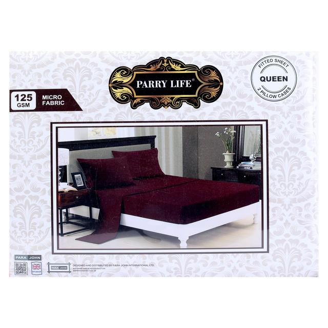 PARRY LIFE Fitted Sheet - QUEEN FITTED SHEET with 2 Pillow Cover 50x70 - 125 GSM MICRO FABRIC 180x220 - SW1hZ2U6NDE4MDE3