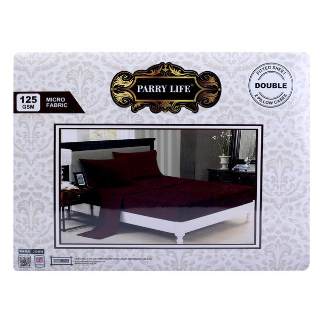 شرشف سرير مزدوج و 2 غطاء وسادة - بني غامق PARRY LIFE Fitted Sheet - SW1hZ2U6NDE4MDMy