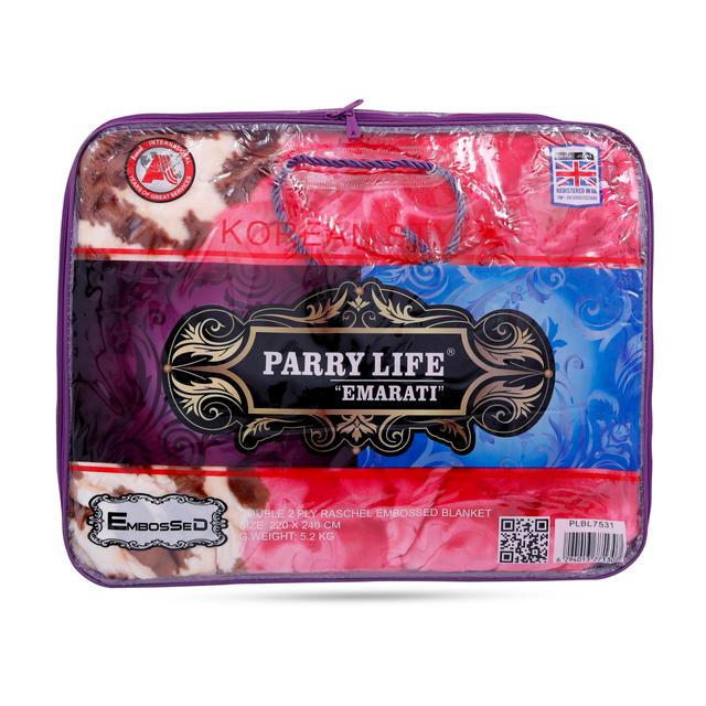 لحاف (بطانية) 200×240 سم PARRY LIFE Floral Maroon Bordered 2 Ply Embossed Blanket - SW1hZ2U6NDE3MTcw