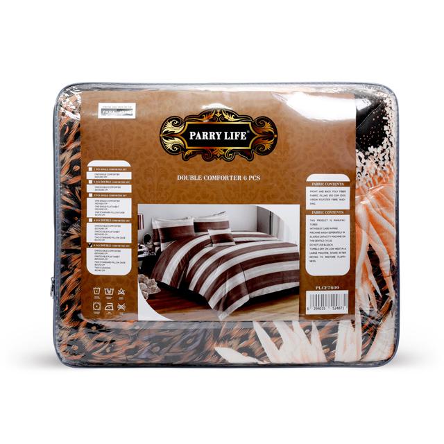 PARRY LIFE DOUBLE 65GSM COMFRTER 6 PCS, Double FlatSheet , 2 Cushion,Pillow Case 220X240 - SW1hZ2U6NDE3OTQ0