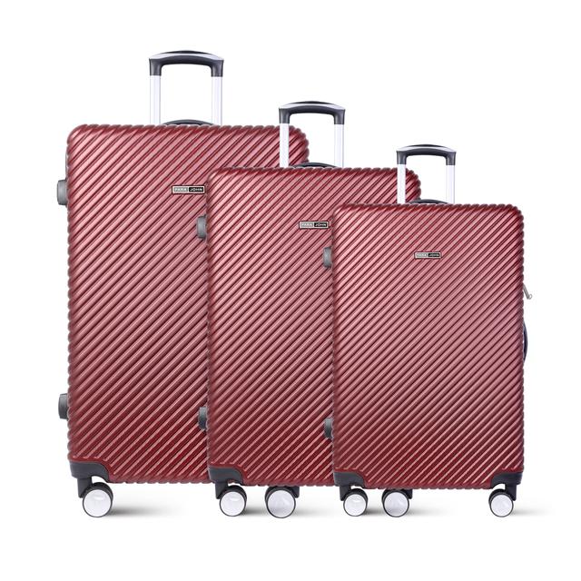 طقم حقائب سفر 3 حقائب مادة ABS بعجلات دوارة (20 ، 24 ، 28) بوصة أحمر برغندي PARA JOHN - Abs Hard Trolley Luggage Set, Burgundy - SW1hZ2U6MzY1NTk5