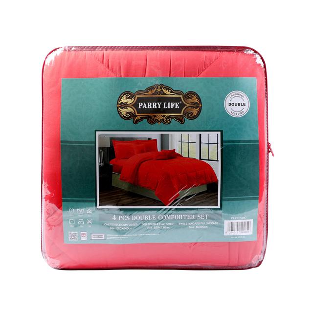 طقم سرير 4 قطع - أحمر PARRY LIFE 4Pcs Comforter Set - SW1hZ2U6NDE3ODM2