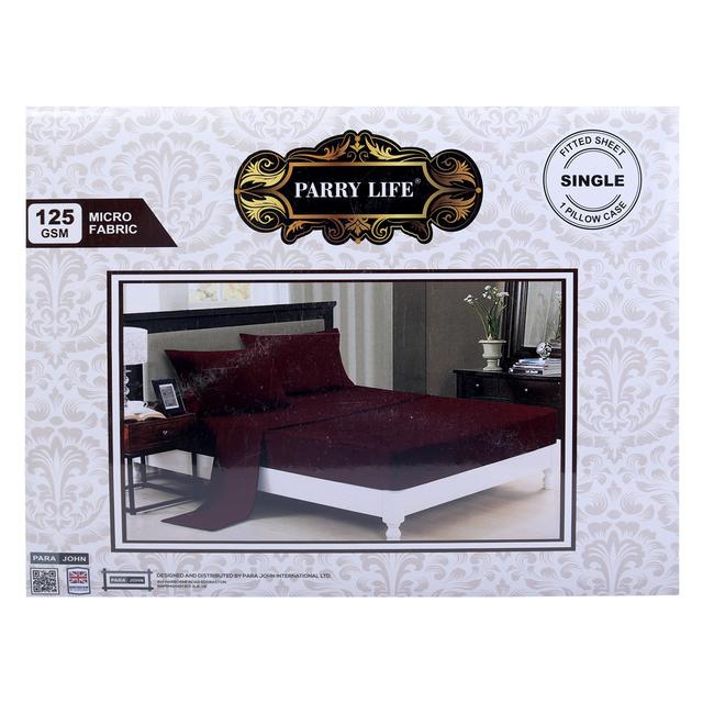 PARRY LIFE Fitted Sheet - SINGLE FITTED SHEET with 2 Pillow Cover 50x70 - 125 GSM MICRO FABRIC 180x220 - SW1hZ2U6NDE3NzEw