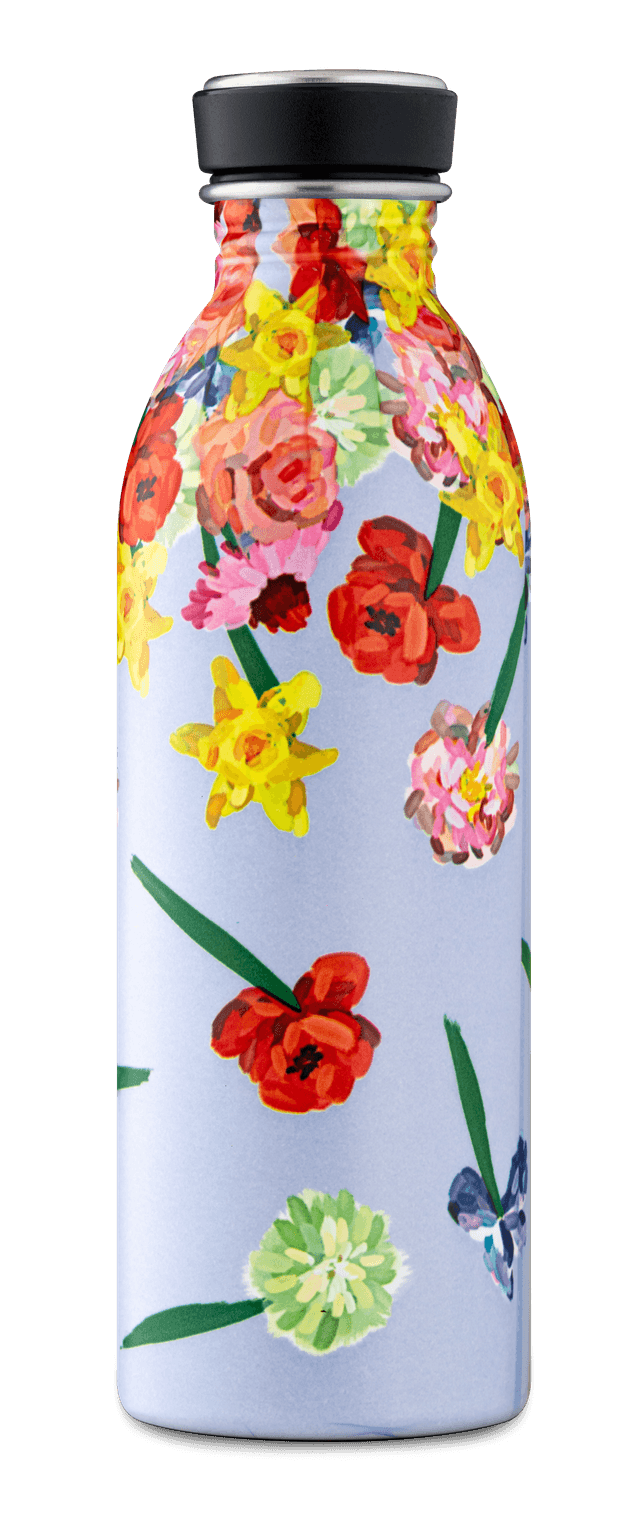 قنينة ماء معدنية - 500 مل - زهور ملونة - URBAN Bottle Floral (500ml) Lightest Insulated Stainless Steel Water Bottle, Eco-Friedly Reusable BPA - 24Bottles
