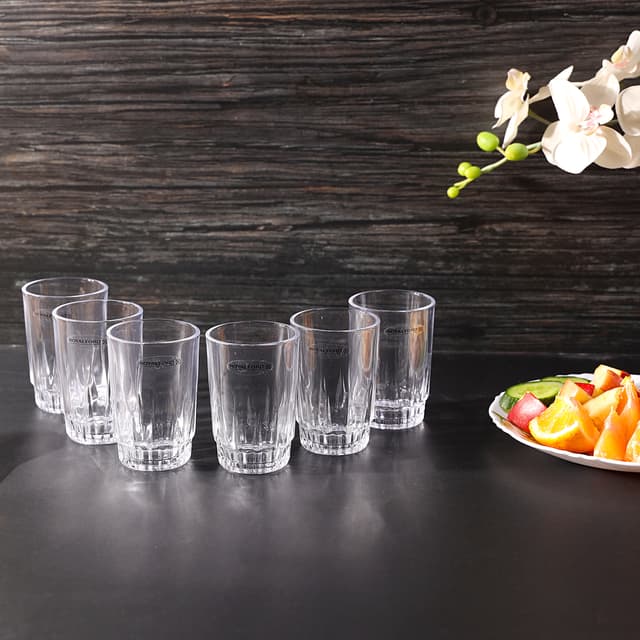 Royalford 6Oz 6Pcs Glass Tumber - Water Cup Drinking Glass