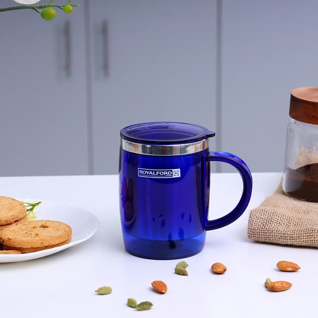 كوب سفري مع غطاء 14 أونصة Royalford - 14Oz Stainless Steel Travel Mug - Coffee Mug
