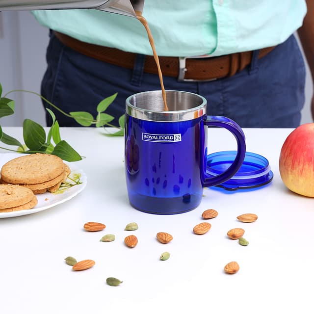 كوب سفري مع غطاء 14 أونصة Royalford - 14Oz Stainless Steel Travel Mug - Coffee Mug