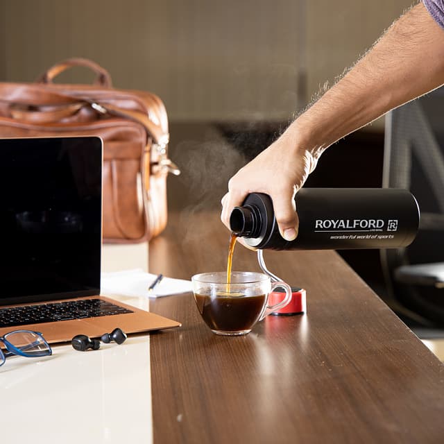 Royalford Stainless Steel 800Ml Sports Bottle - Reusable Water Bottle Wide Mouth With Hanging Clip