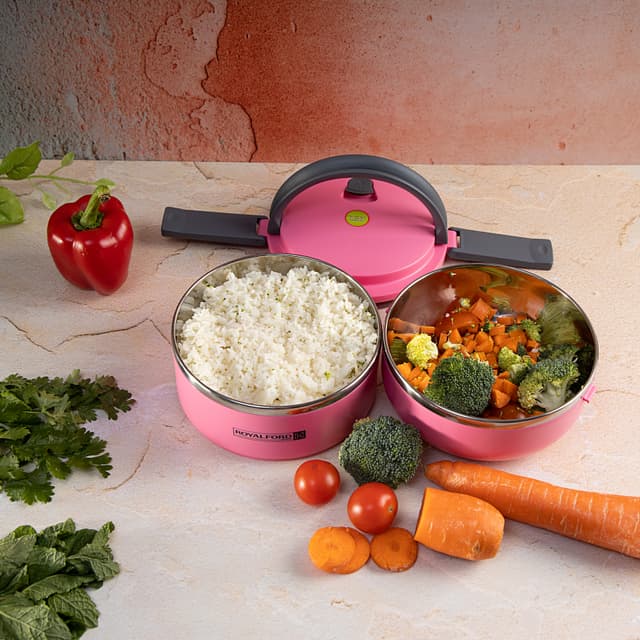 Royalford Double Layer Lunch Box - Leak-Proof & Airtight Lid Food Storage Container - High-Quality