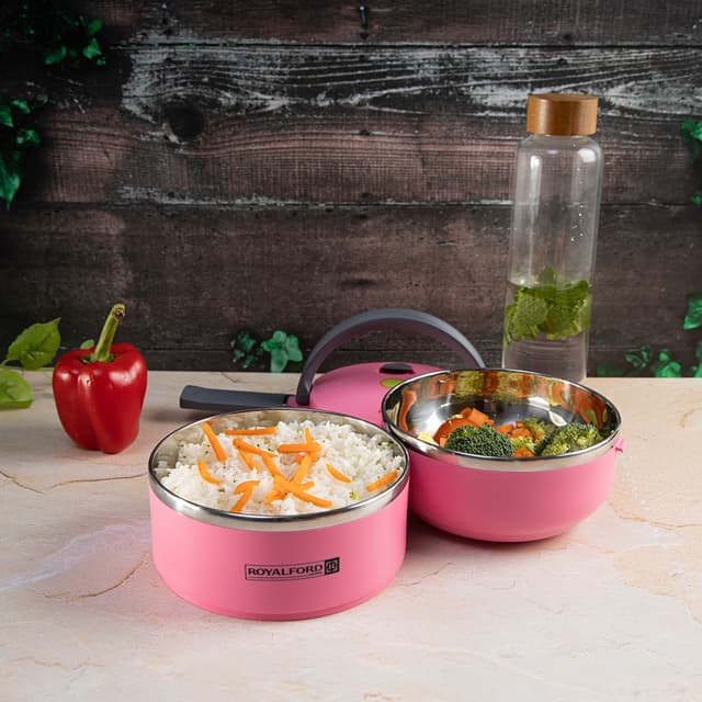 Royalford Double Layer Lunch Box - Leak-Proof & Airtight Lid Food Storage Container - High-Quality