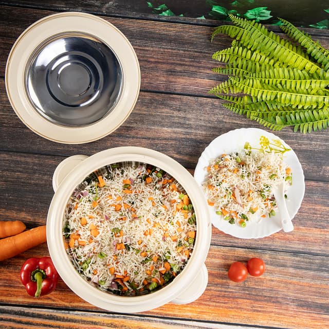 Royalford 2500 Ml Litre Classic Casserole - Thermal Casserole Dish - Double Wall Insulated Serving