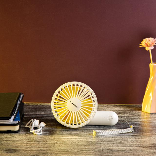 Olsenmark Rechargeable Mini Fan - Personal Portable Fan with 3 Speed Options - | Led Flash Light | Up to 4 Hours Working with 1200 MAH Battery | Quiet USB Travel Fan for Office, Home and Outdoors Use - SW1hZ2U6Mzg4NjY0