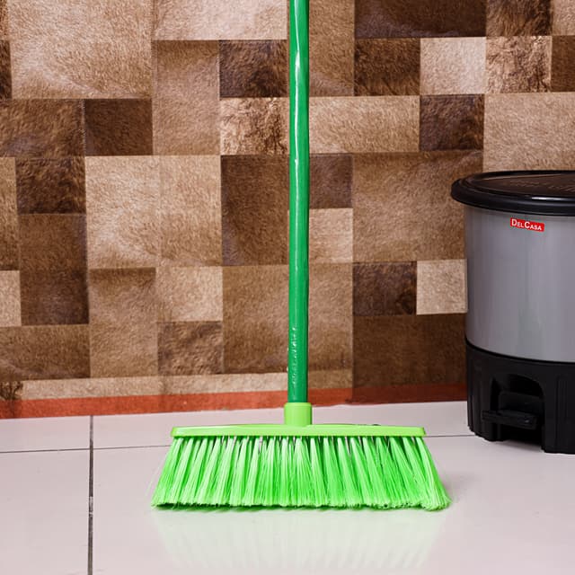 Delcasa Floor Broom With Strong Long Stick - Upright Long Handle Sweeping Broom With Stiff Bristle