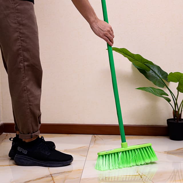 Delcasa Floor Broom With Strong Long Stick - Upright Long Handle Sweeping Broom With Stiff Bristle