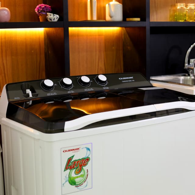 Olsenmark Semi Automatic Washing Machine, 14Kg - Twin Tub - Wash Power: 550W & Spin Power: 210W