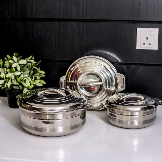 Delcasa 3Pcs Stainless Steel Hot Pot - Royalford (1.5+2.5+3.5L) 1X4