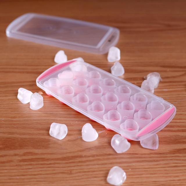 قالب ثلج شكل قلب مع غطاء زهري Royalford - Ice Tray with Lid/Pink - SW1hZ2U6Mzc2OTMz