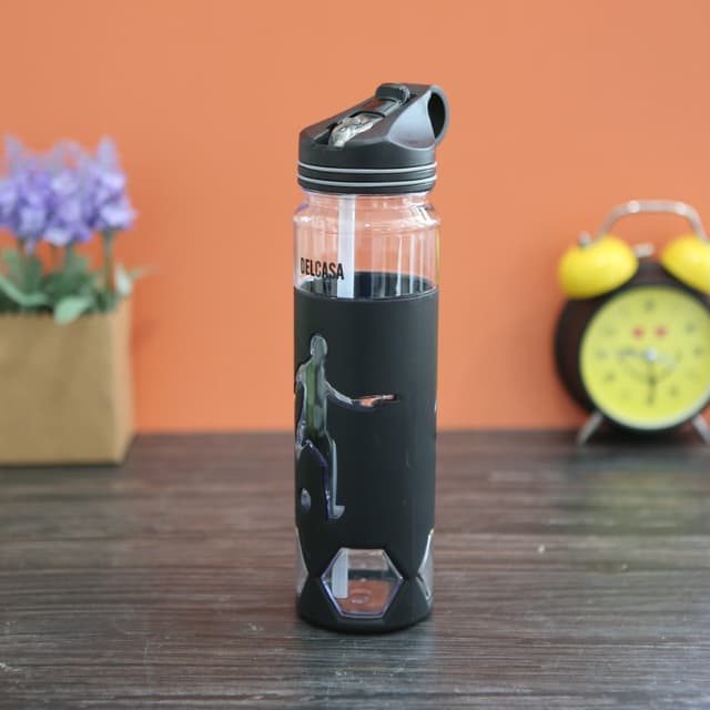 Delcasa 700 Ml Water Bottle -Portable Transparent Body Reusable Water Bottle Wide Mouth With Straw - SW1hZ2U6NDAxOTQ1