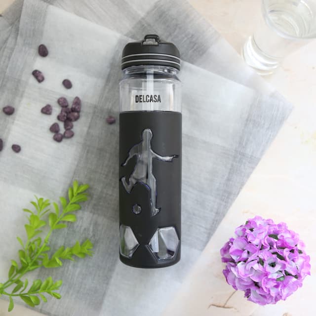 Delcasa 700 Ml Water Bottle -Portable Transparent Body Reusable Water Bottle Wide Mouth With Straw - SW1hZ2U6NDAxOTUx