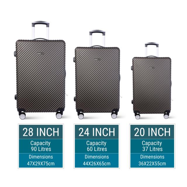 طقم حقائب سفر 3 حقائب مادة ABS بعجلات دوارة (20 ، 24 ، 28) بوصة أسود PARA JOHN - Abs Hard Trolley Luggage Set, Black - SW1hZ2U6NDM2NzU0