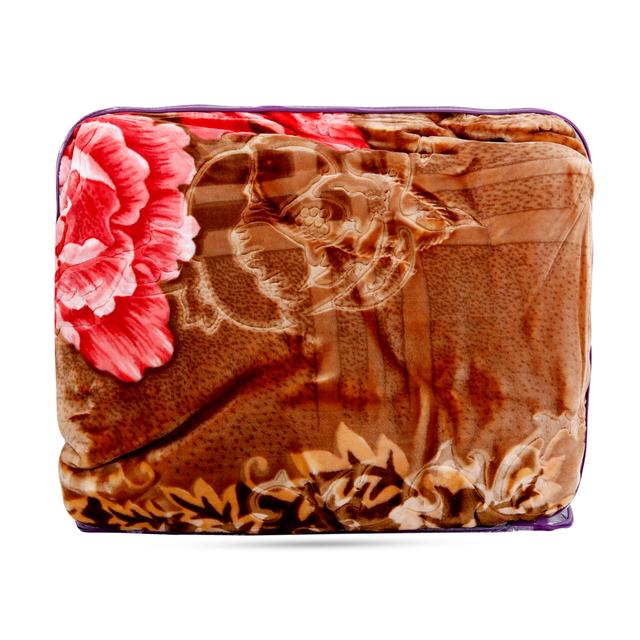 PARRY LIFE PLBL7531M2 Emarati Floral Maroon Bordered Double 2 Ply Embossed Blanket 220*240 Cm,Soft And Warm - SW1hZ2U6NDE3MTE4