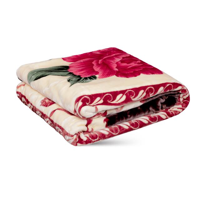 لحاف (بطانية) 200×230 سم - أحمر كريمي PARRY LIFE 1 Ply Kucu Embossed Cloud Blanket - SW1hZ2U6NDIyNzky