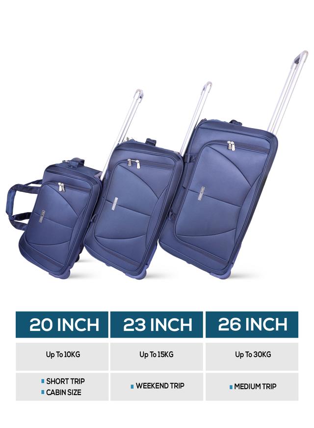مجموعة شنط السفر لون أزرق 3Piece Duffle Bag Set /Travel Bag - Cabin Size Travel Duffel Bag - Holdall Duffle Carry Bag - PARA JOHN - SW1hZ2U6NDE5MTEw