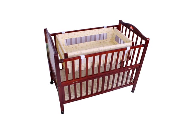 سرير للأطفال خشبي مع ناموسية Coffee Wooden Bed With Cradle And Mosquito Net - Baby Plus - 183581