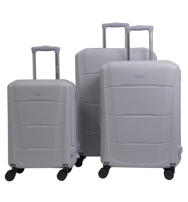 طقم حقائب سفر 3 حقائب مادة PP بعجلات دوارة (20 ، 24 ، 28) بوصة رمادي PARA JOHN - Travel Luggage Suitcase Set of 3 - Trolley Bag, Carry On Hand Cabin Luggage Bag (20 ، 24 ، 28) inch - SW1hZ2U6NDM2Nzg2